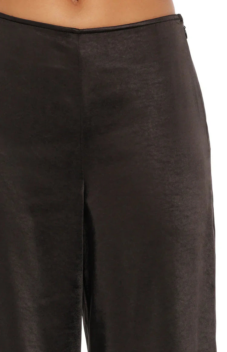 Orla Black Satin Straight Leg Pants