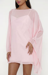 Olsen Mini Dress ~ Powder Pink Chiffon