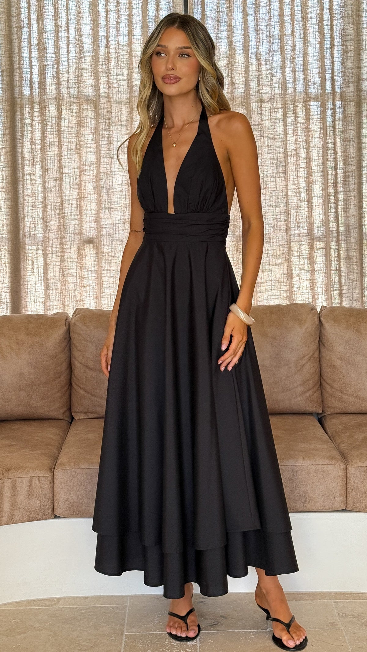 Kathy Halter Neck Maxi Dress - Black