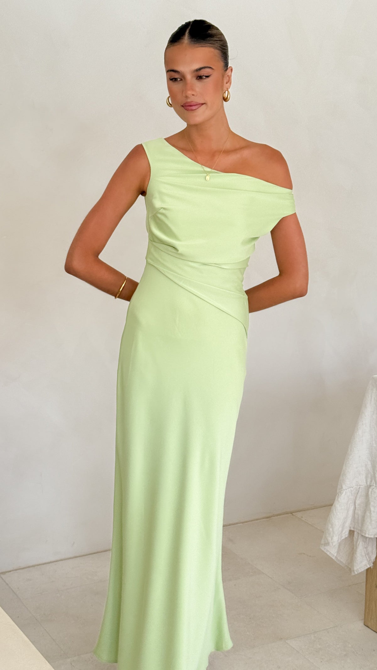 Auria Off Shoulder Maxi Dress - Key Lime