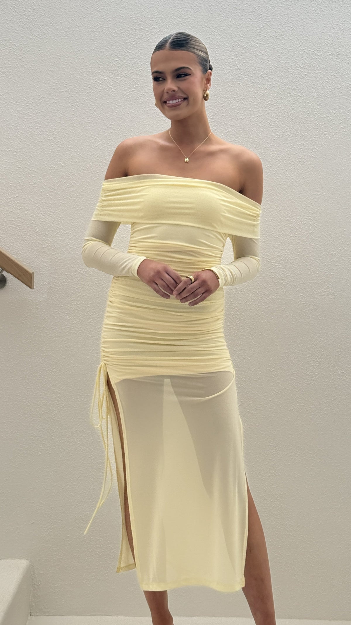 Isadora Off Shoulder Maxi Dress - Yellow