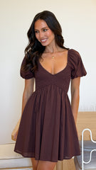 Sahirah Mini Dress - Brown