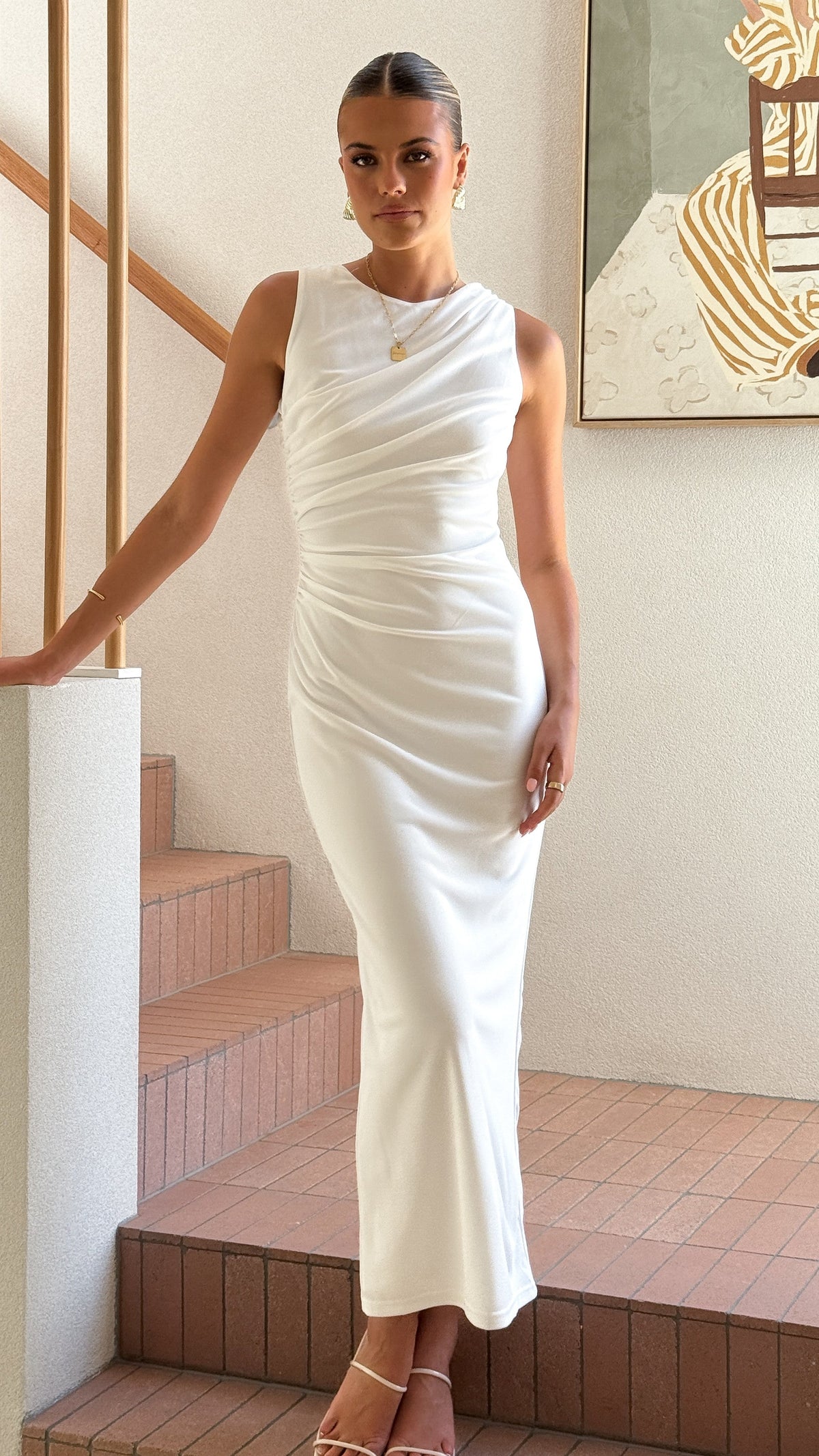 Sarsha Boatneck Maxi Dress - White