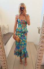 Pauline Peplum Dress ~ Painterly Petals