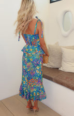 Pauline Peplum Dress ~ Painterly Petals