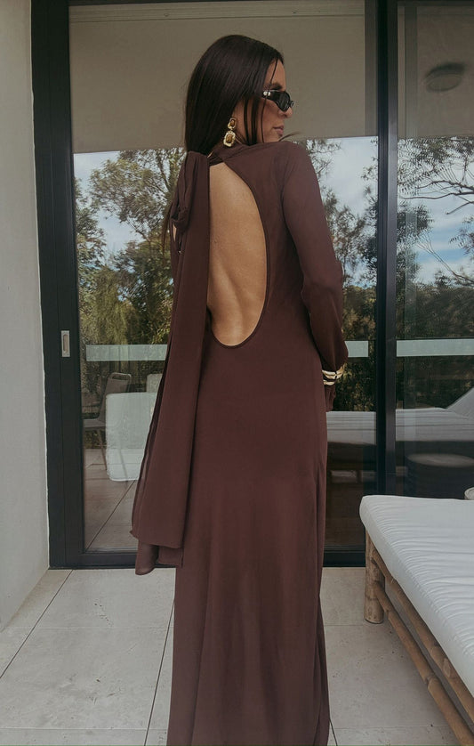 Brandi Maxi Dress ~ Chocolate Chiffon