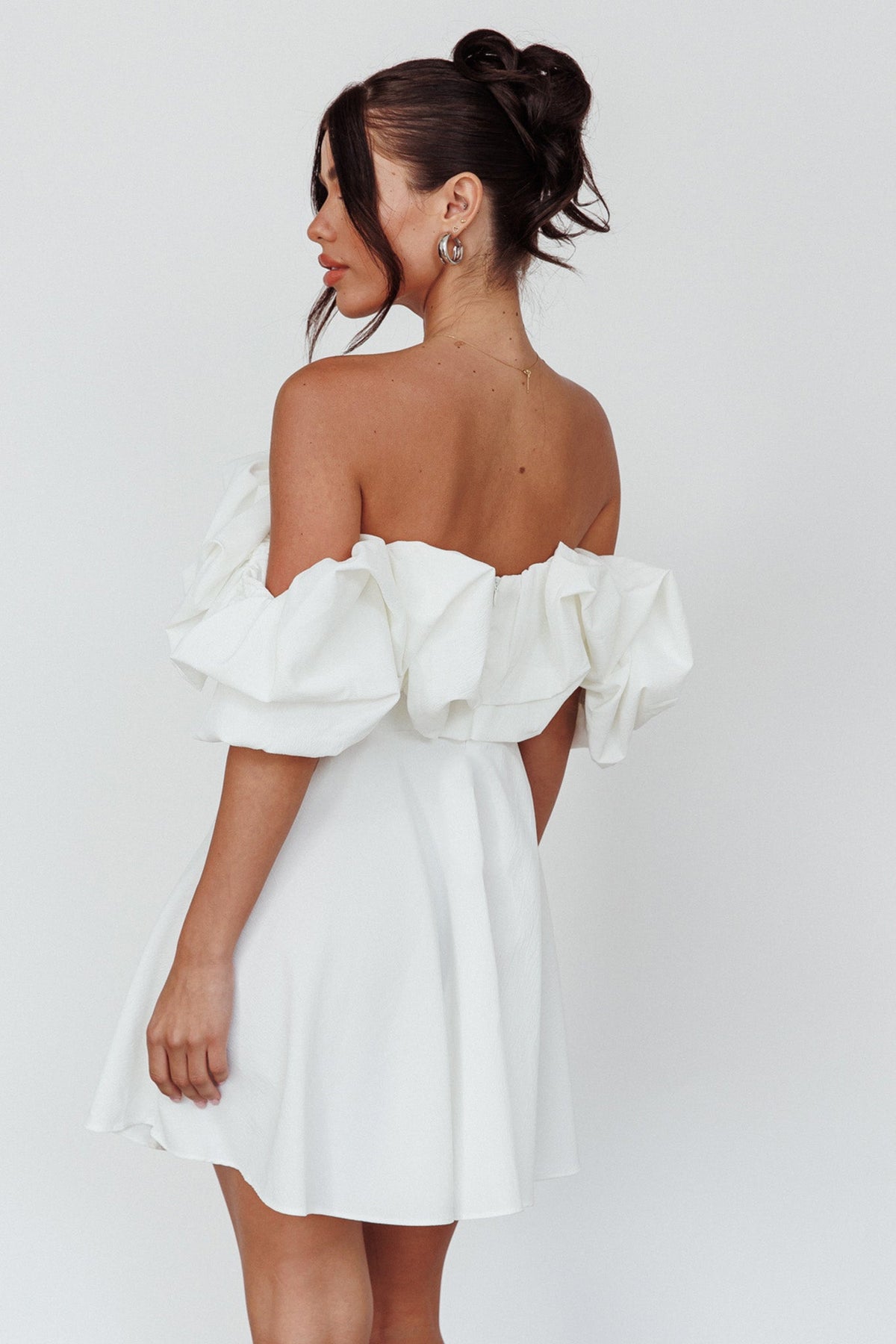 Kailynn Off-Shoulder A-Line Mini Dress White
