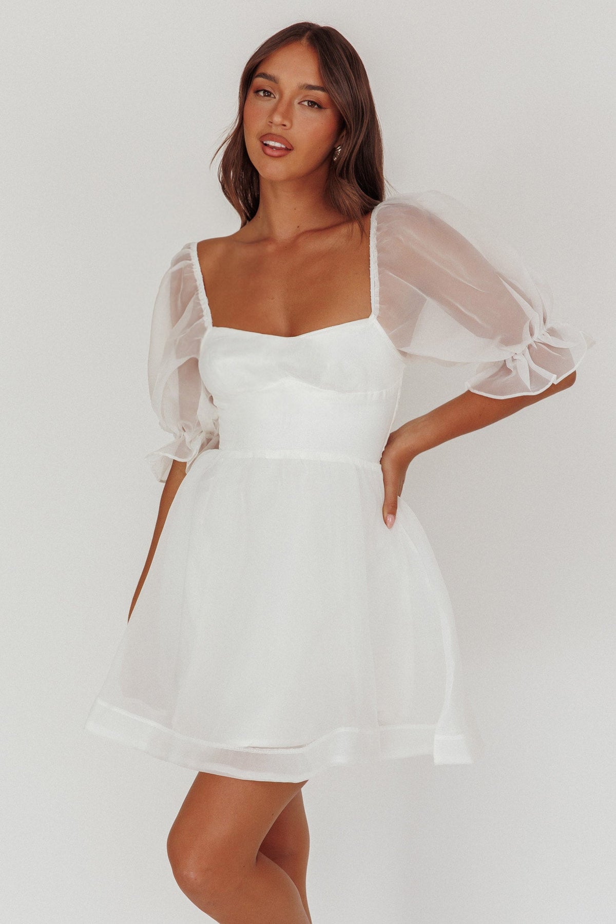 I've Got Sunshine Puff Sleeve Mini Dress White
