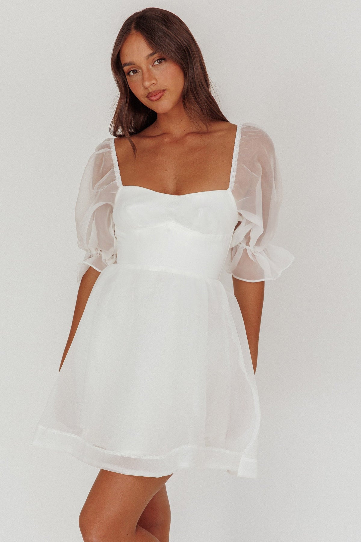 I've Got Sunshine Puff Sleeve Mini Dress White