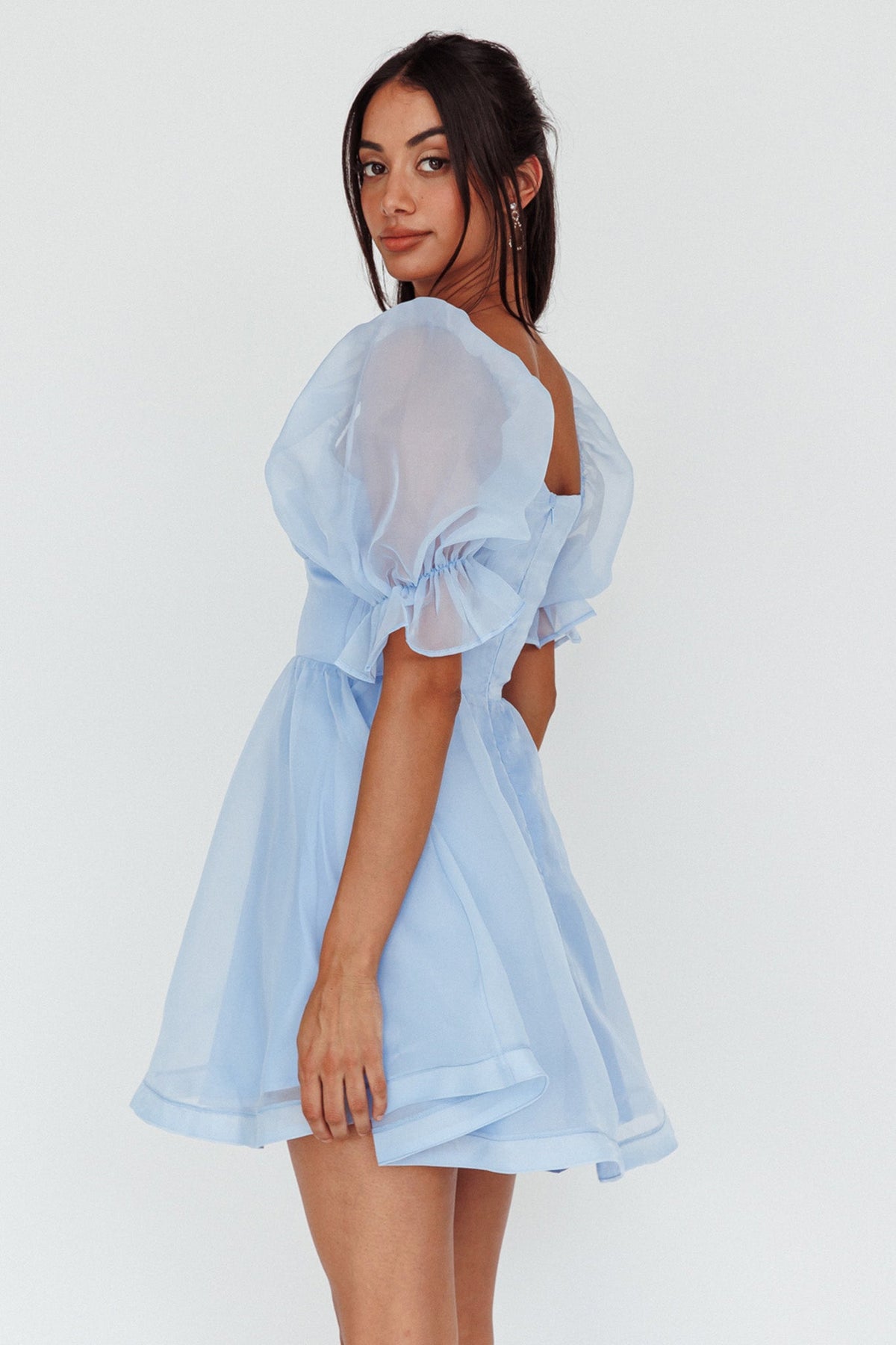 I've Got Sunshine Puff Sleeve Mini Dress Sky Blue