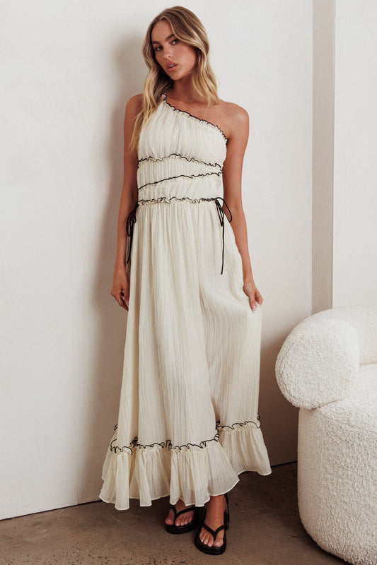 Ballad One-Shoulder Maxi Dress Cream