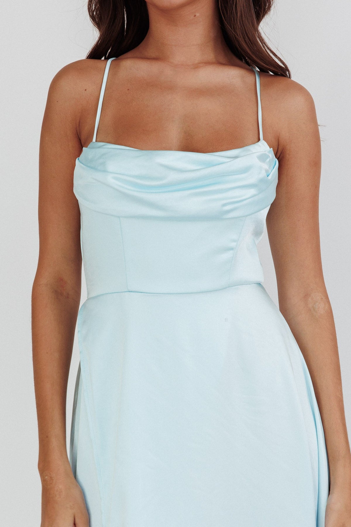 Inner Light Gathered Bust Split Maxi Dress Mint