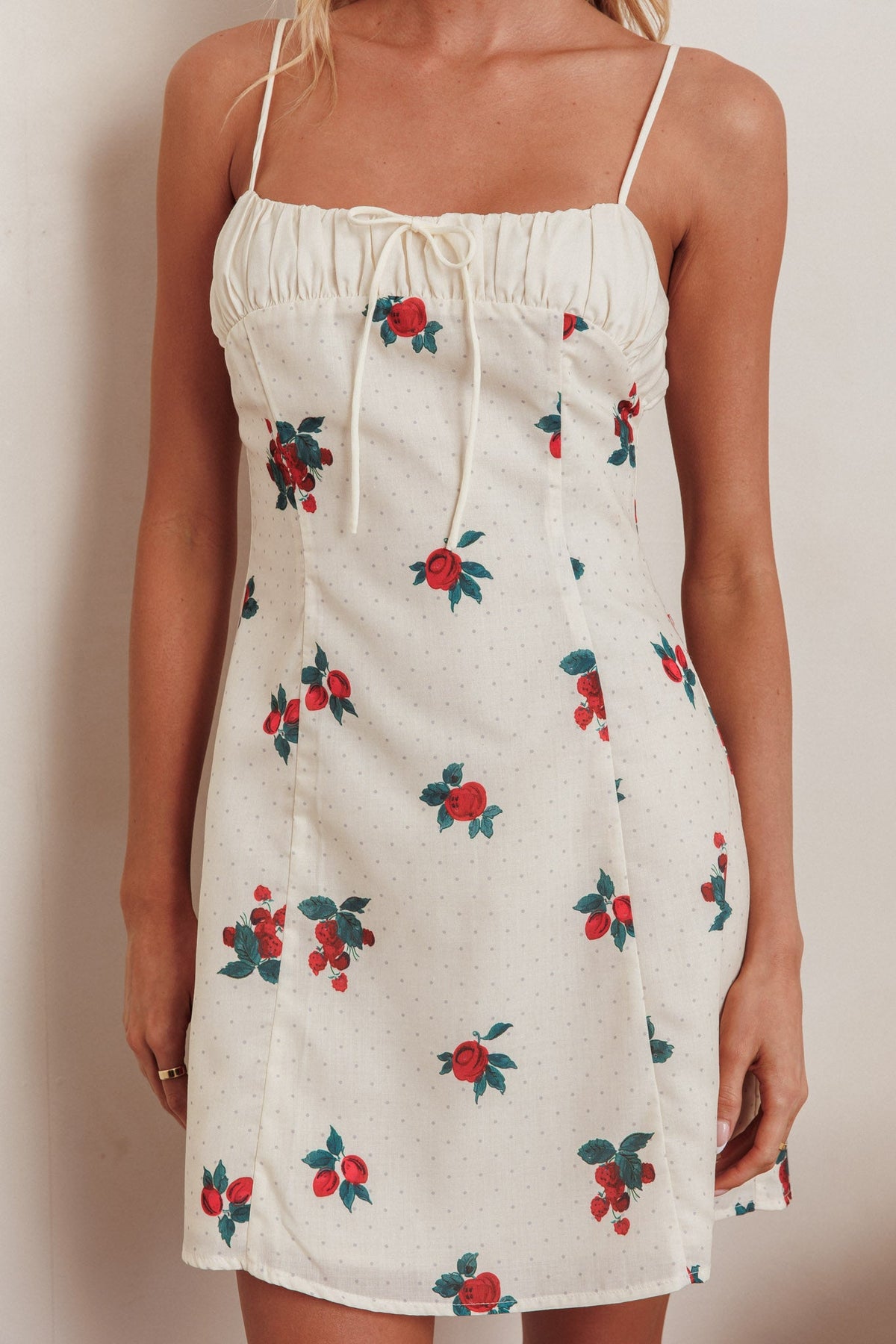 Clara Gathered Bust Mini Dress Rose Beige