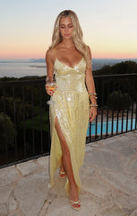 Gwen Maxi Dress ~ Yellow Shimmery Sequins
