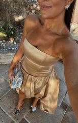 Tatum Maxi Skirt ~ Gold Metallic Taffeta