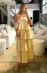 Meet Cute Dress ~ Pale Yellow Taffeta