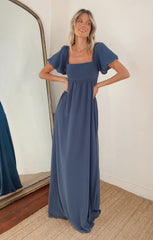 Nora Maxi Dress ~ Slate Blue Chiffon