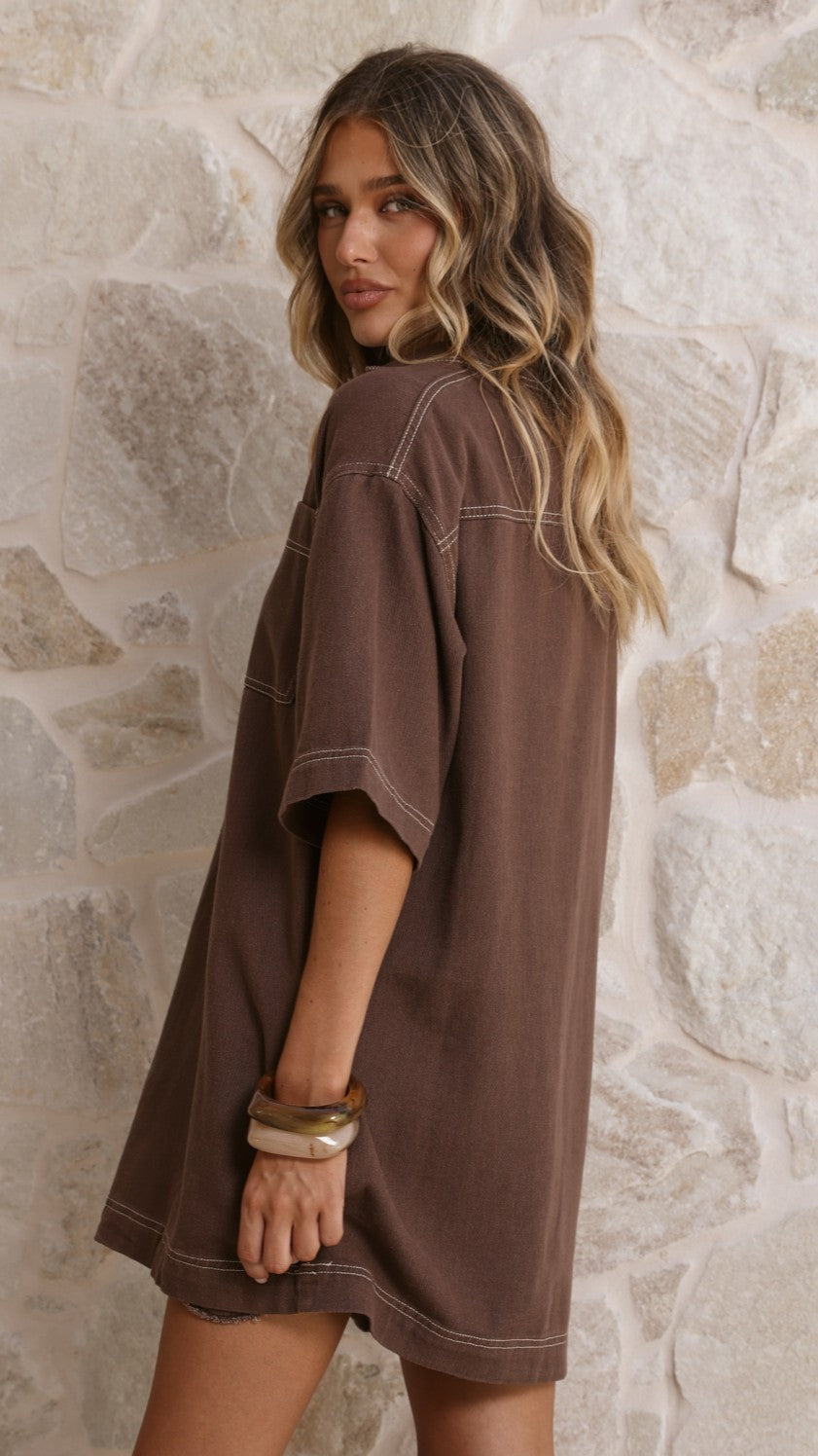 Ilia Denim Mini Dress - Chocolate