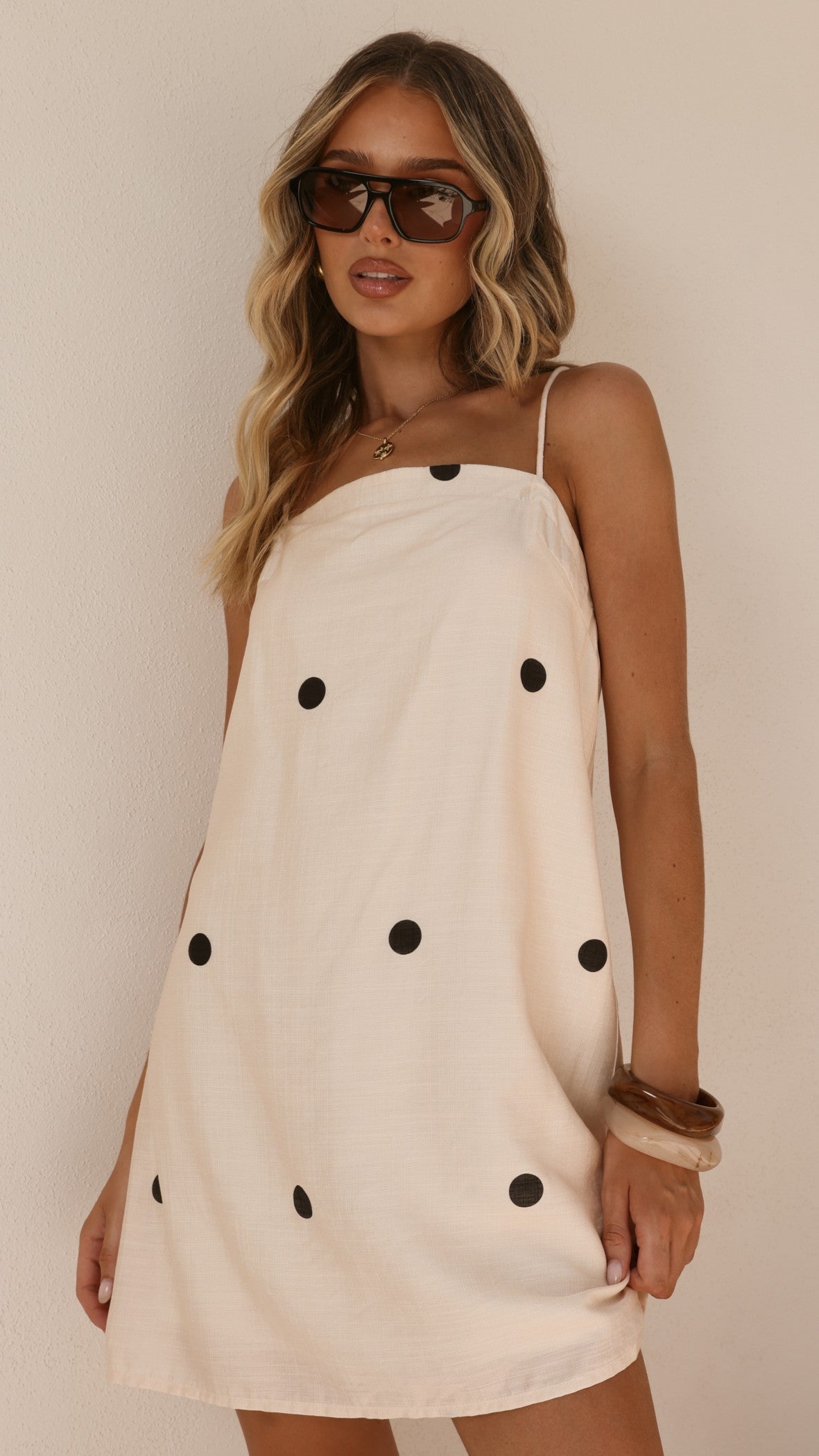 Nalu Mini Dress - Cream Polka