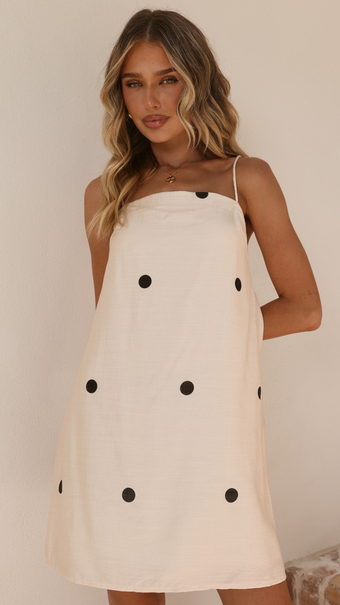 Nalu Mini Dress - Cream Polka