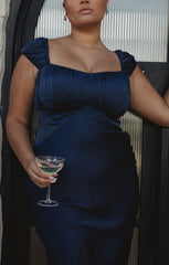Veronica Maxi Dress ~ Midnight Navy Luxe Satin