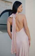 Lisa Maxi Dress ~ Powder Pink Chrome