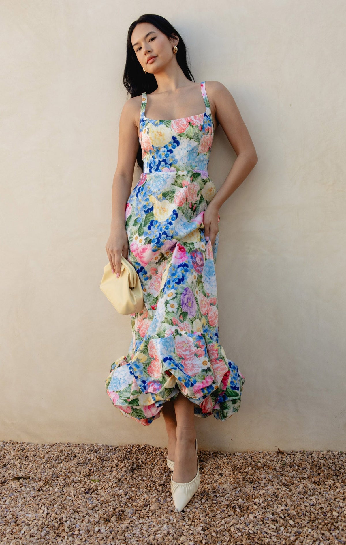 Rebecca Midi Dress ~ Flower Shop Taffeta