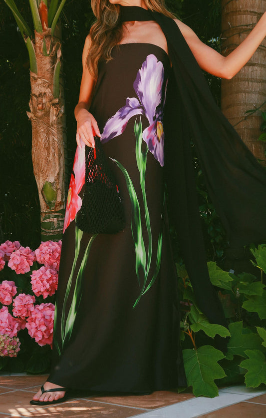 Renee Maxi Dress ~ Wild Iris Luxe Satin