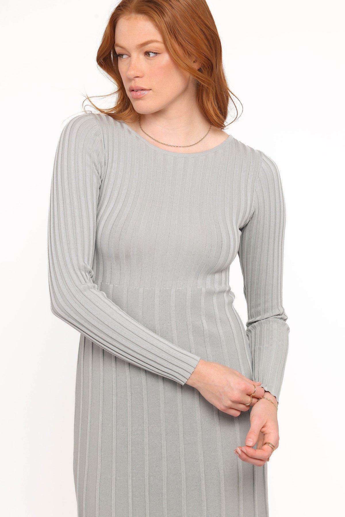 Alison Long Sleeve Maxi Dress - Grey