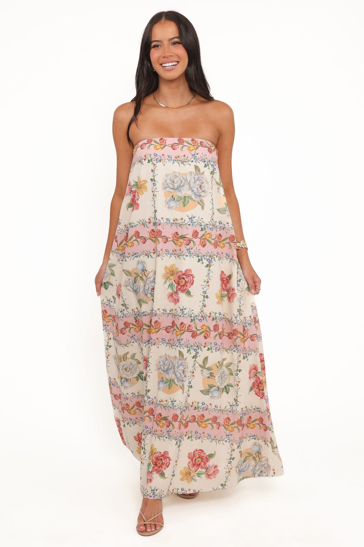 Amora Strapless Maxi Dress - Rose Tile