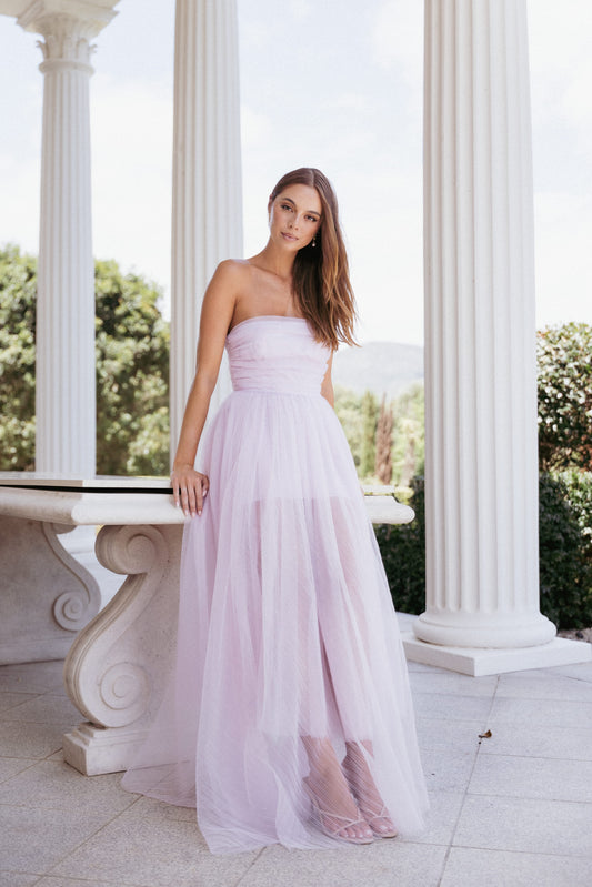 Anabella Strapless Maxi Dress - Pale Pink