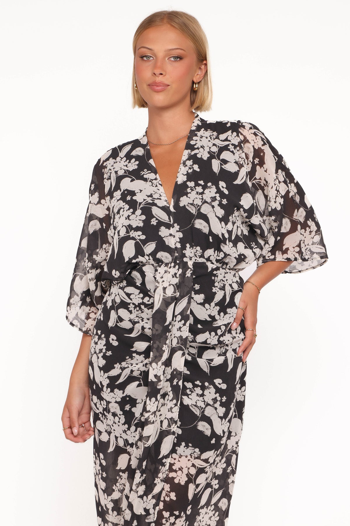 Audrina Maxi Dress - Black Floral
