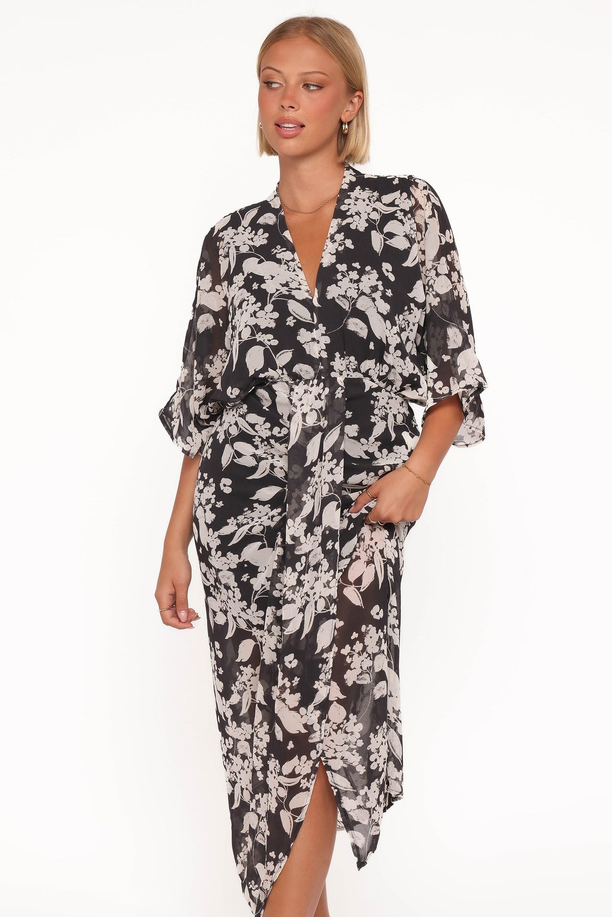 Audrina Maxi Dress - Black Floral