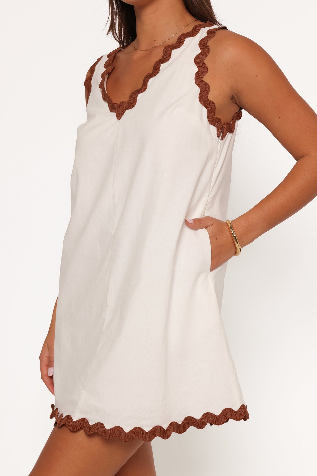 Calliope Mini Dress - White Tan