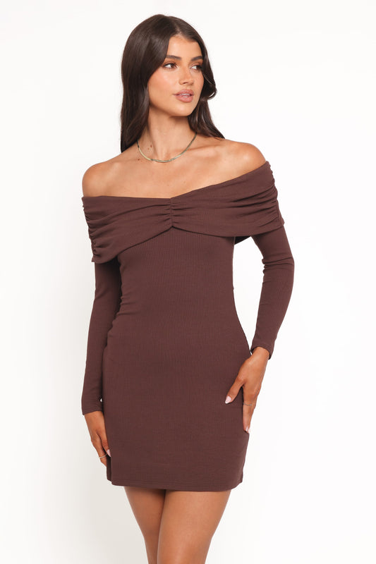 Danica Mini Dress - Chocolate Brown