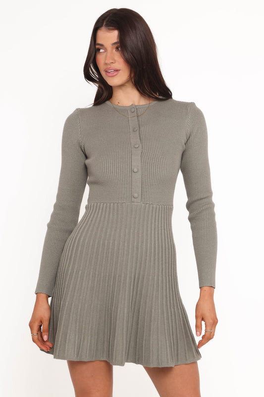 Darlina Long Sleeve Mini Dress - Olive