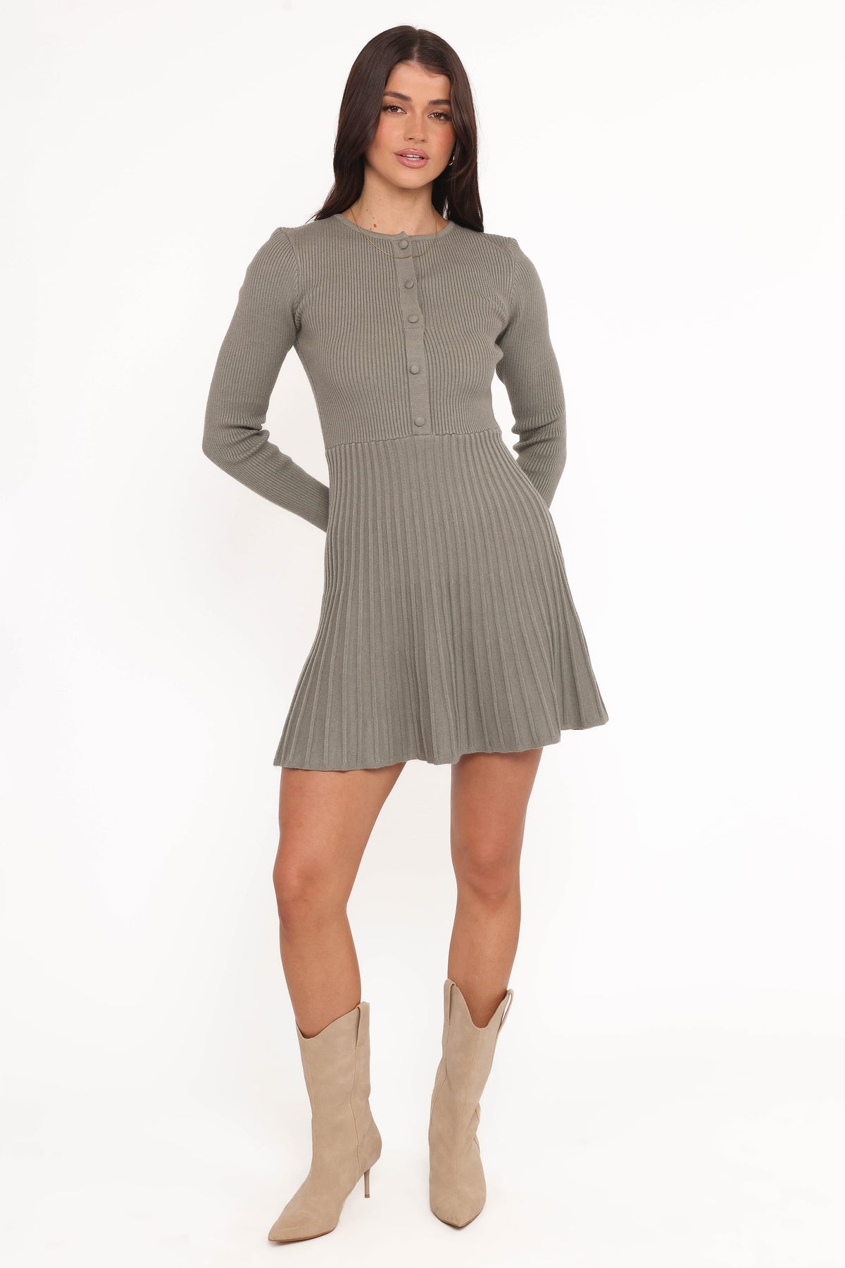 Darlina Long Sleeve Mini Dress - Olive