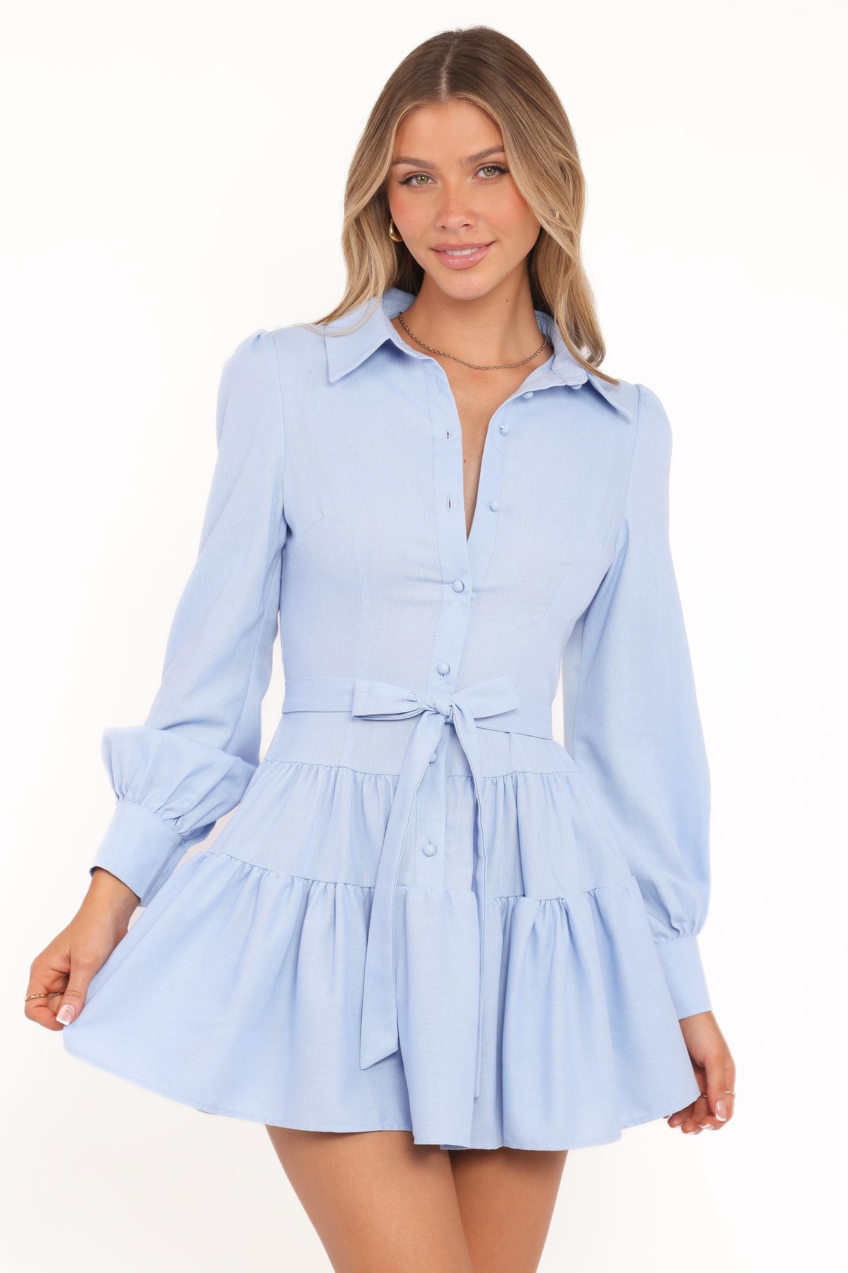 Diantha Long Sleeve Mini Dress - Blue