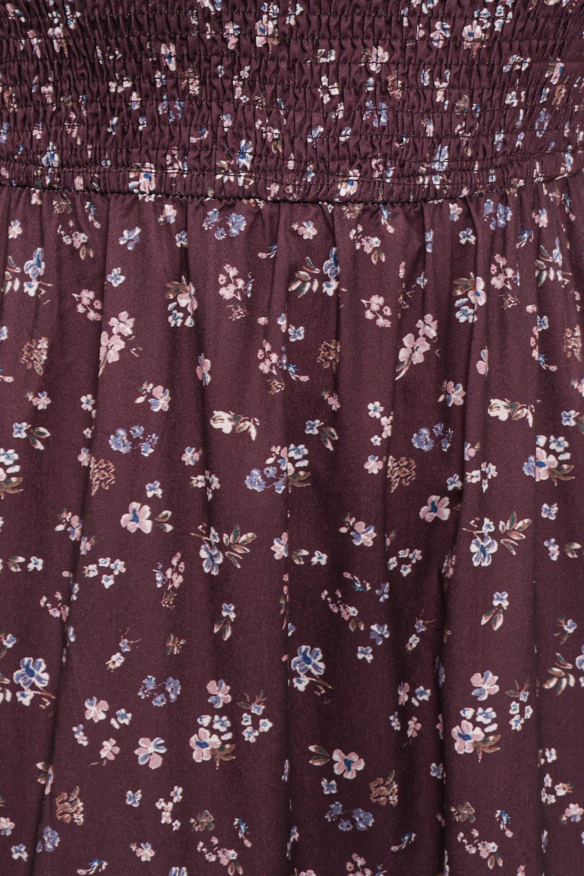 Edwina Shirred Frill Long Sleeve Midi Dress - Plum Floral