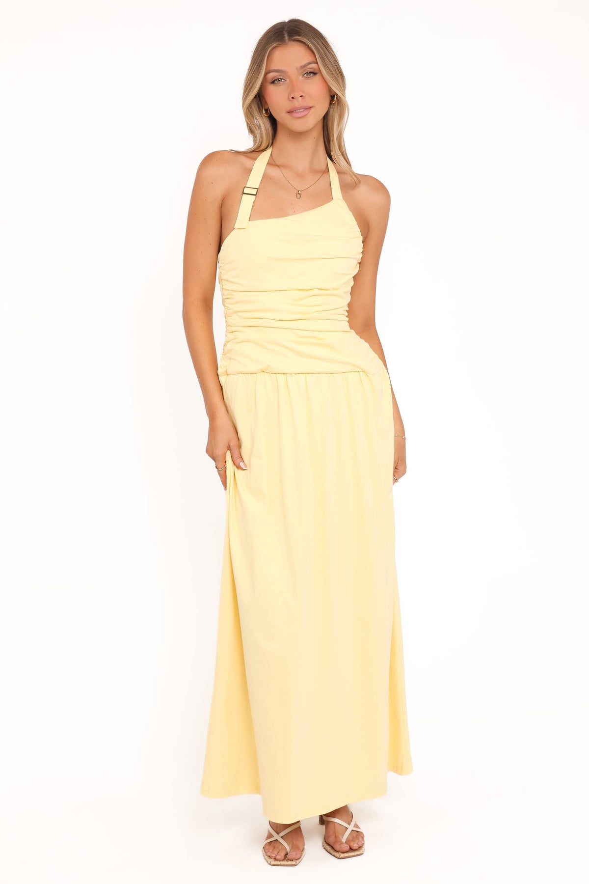 Emalia Halter Maxi Dress - Pale Yellow