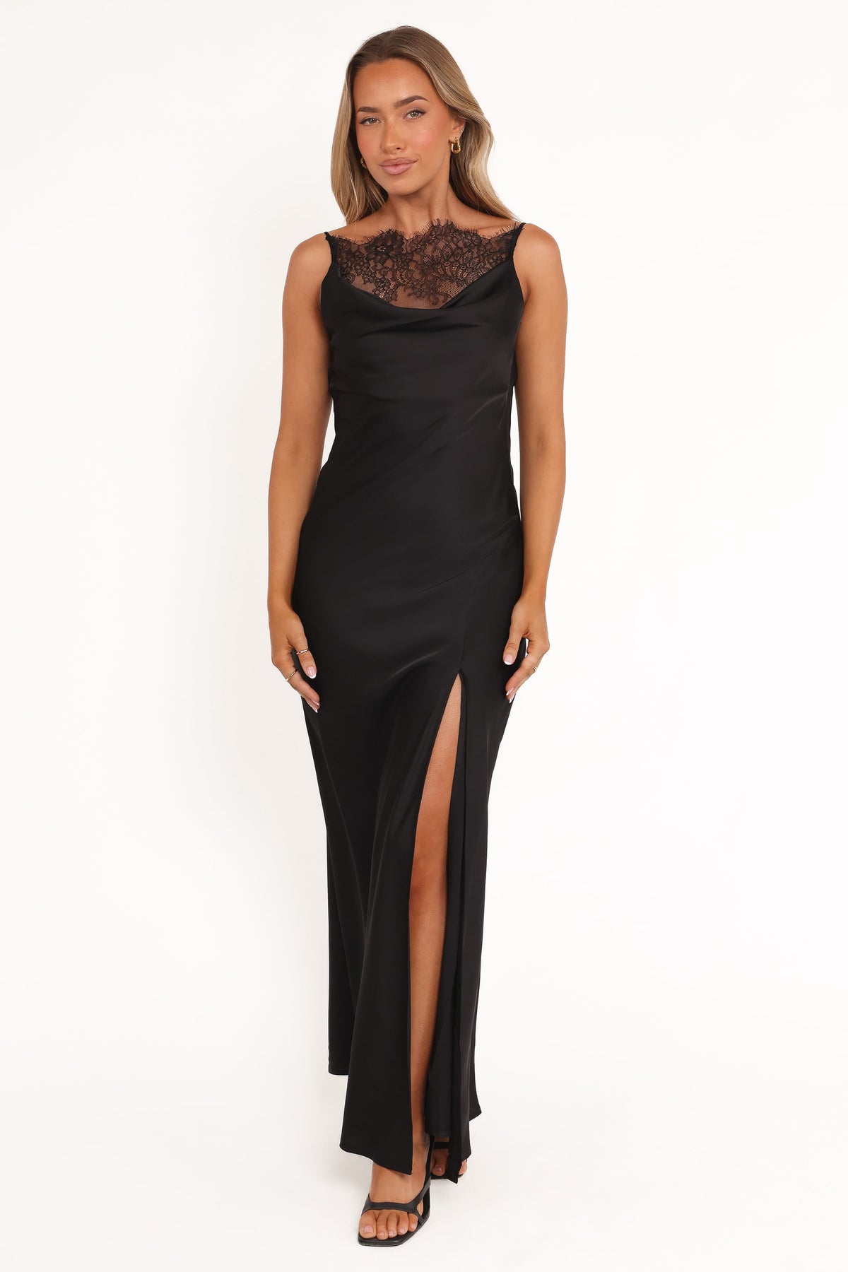 Evana Lace Maxi Dress - Black