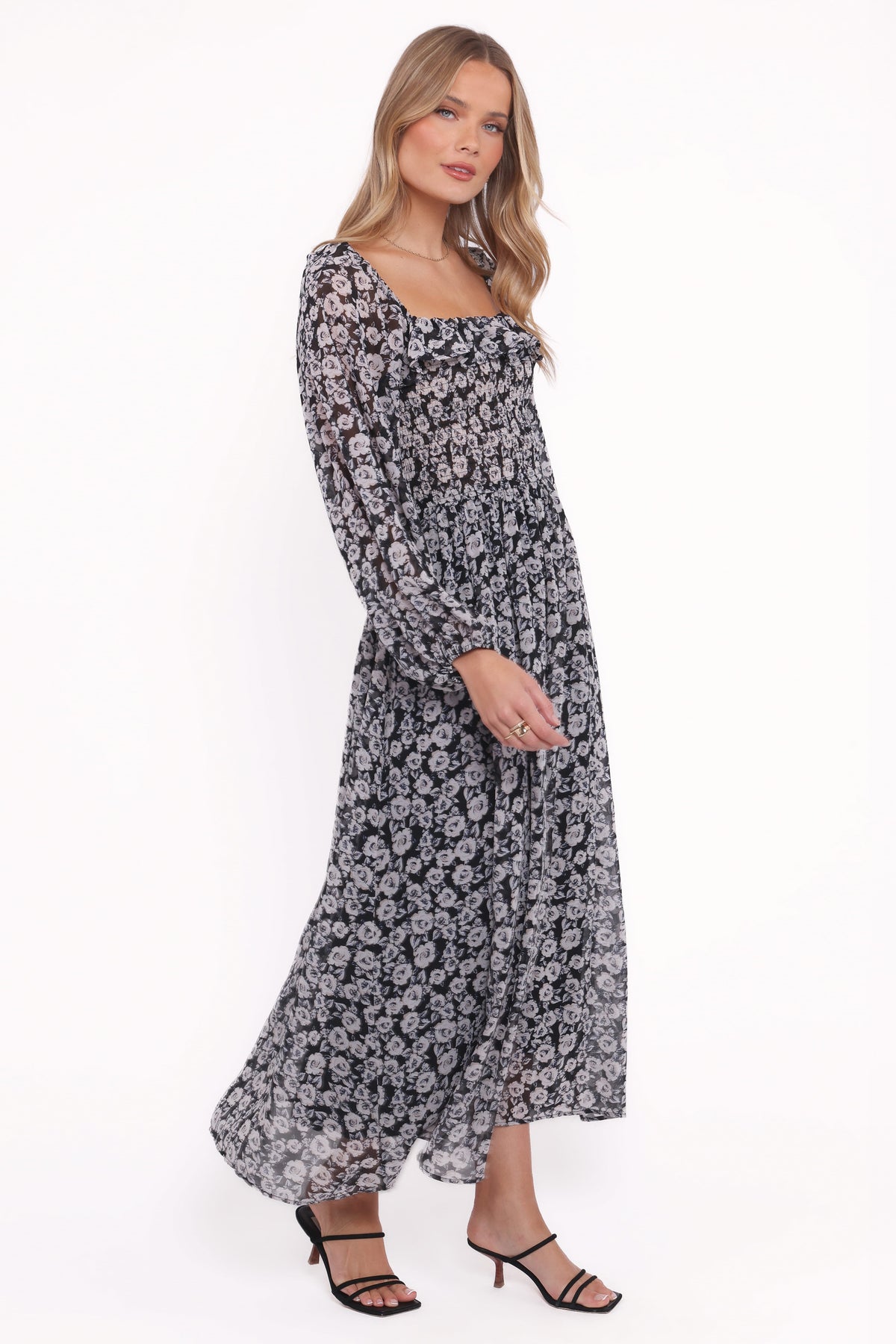 Faith Long Sleeve Maxi Dress - Black Floral