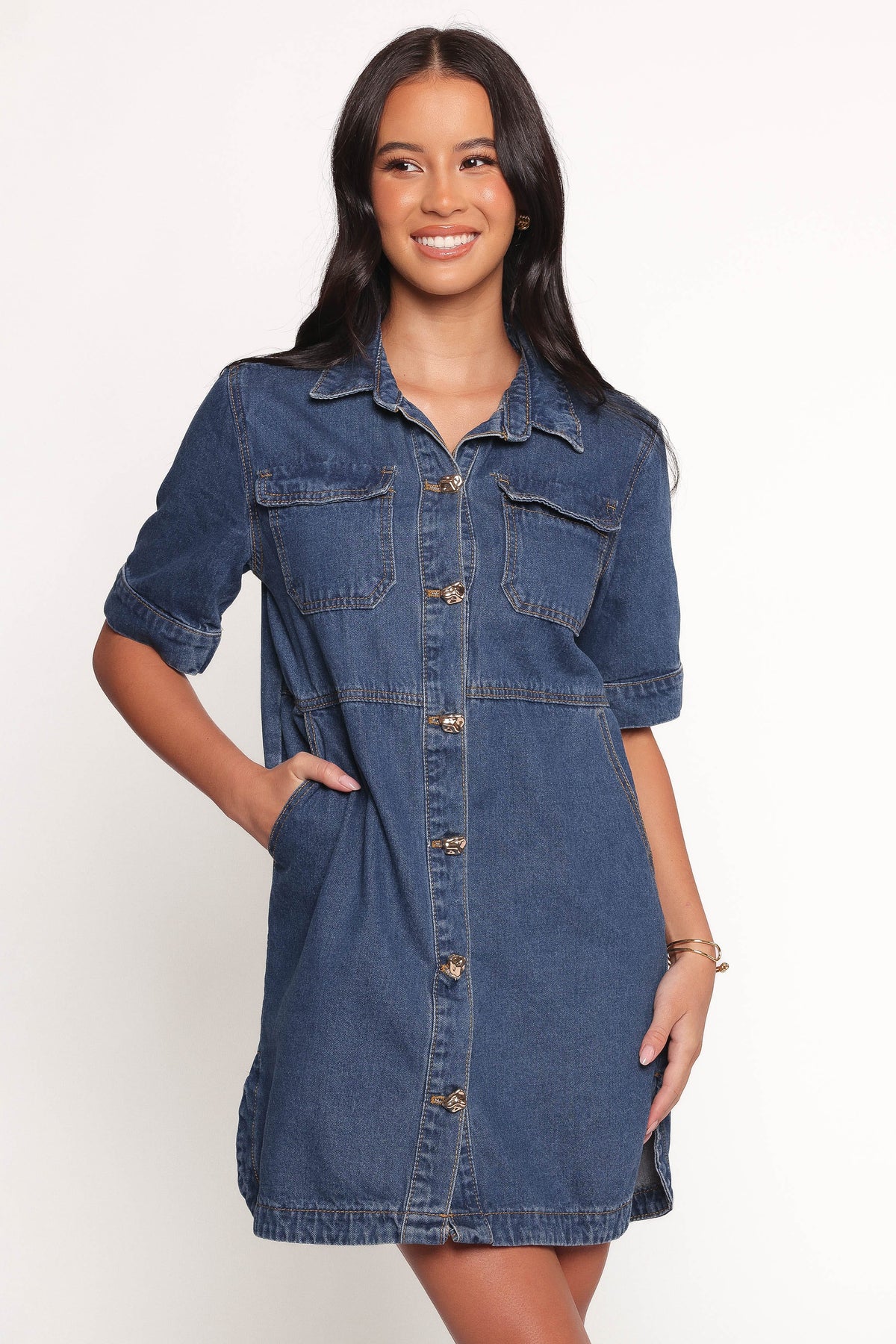 Fleming Shirt Mini Dress - Denim