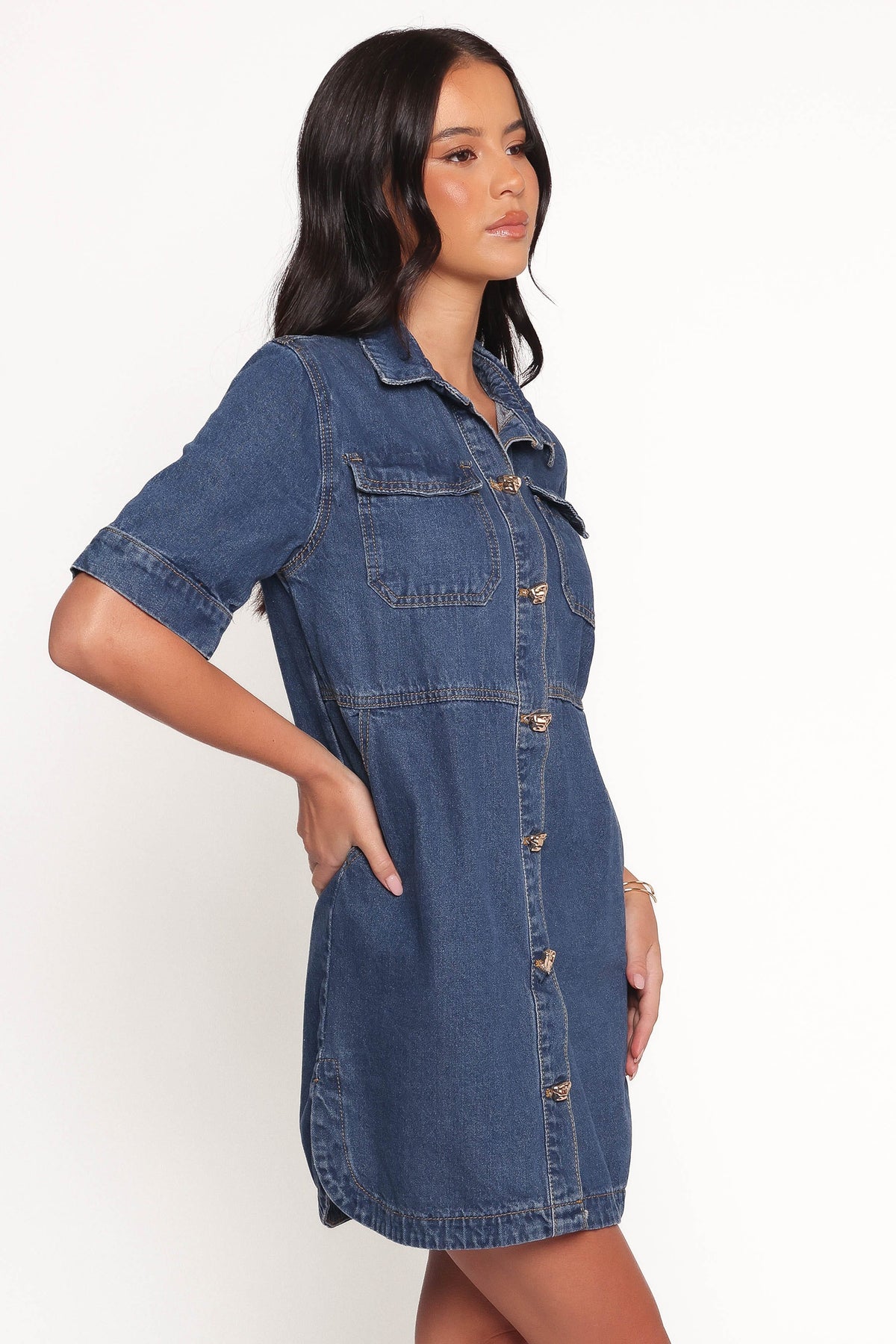 Fleming Shirt Mini Dress - Denim