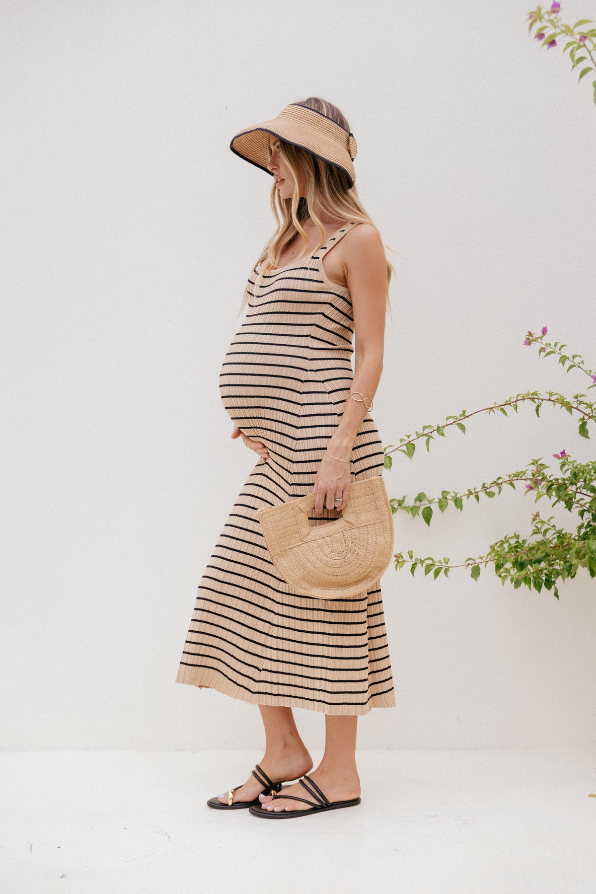 Henry Striped Midi Dress - Beige Black