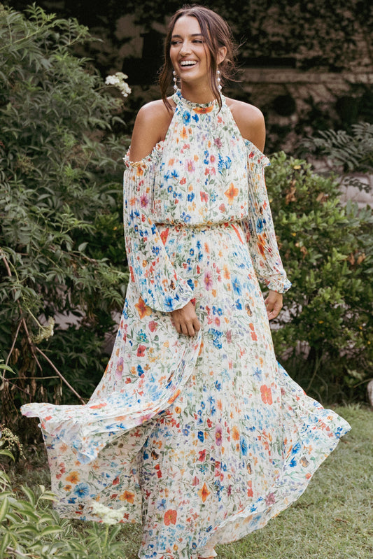 Hilary Pleated Maxi Dress - Garden Floral
