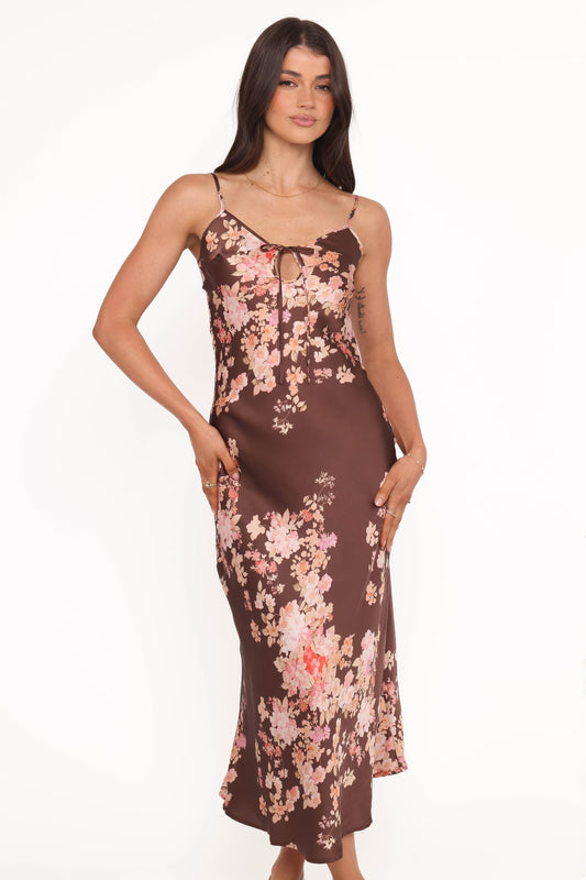 Jamila Midi Dress - Brown Floral