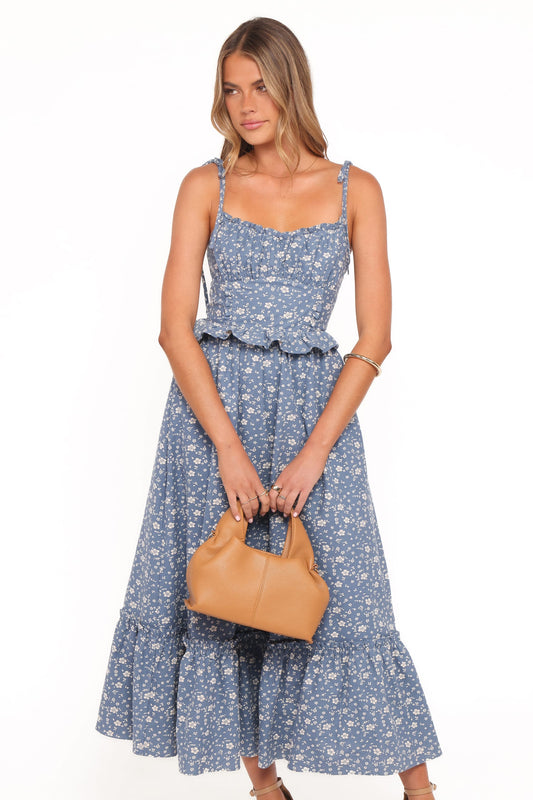 Karie Midi Dress - Blue Floral
