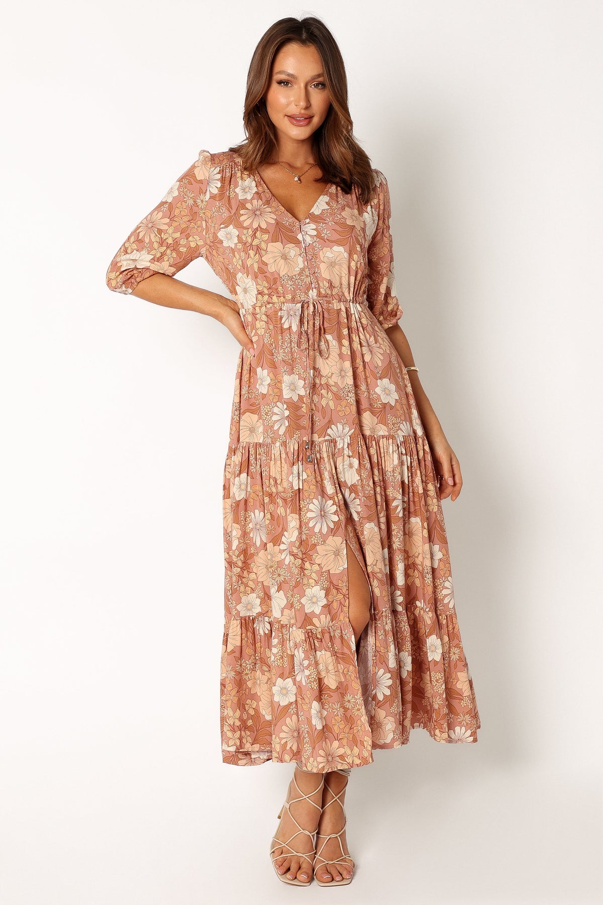 Kelda Dress - Tan Floral