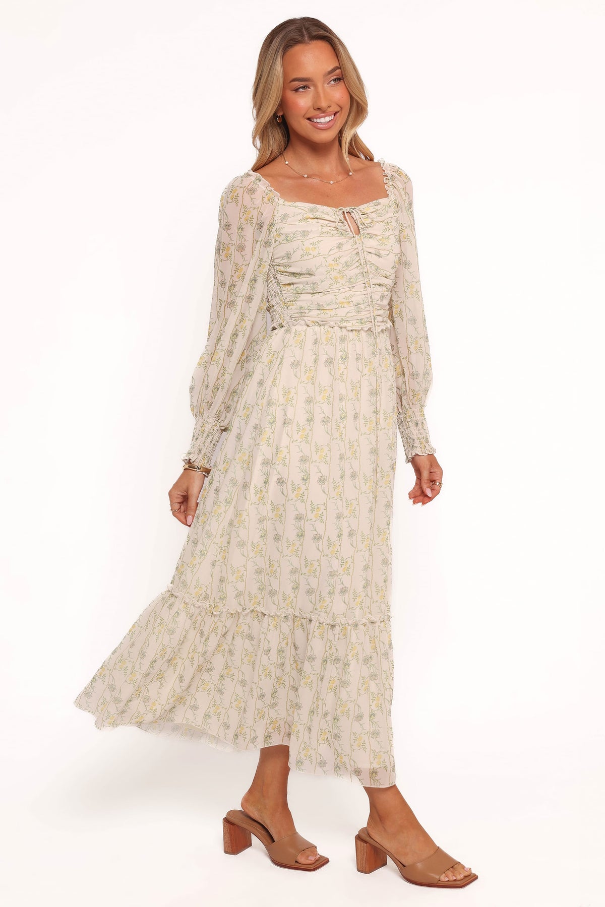 Keziah Long Sleeve Maxi Dress - Yellow Floral